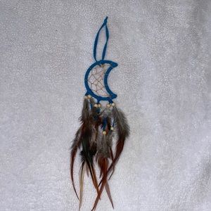 Beautiful royal blue moon shaped dream catcher